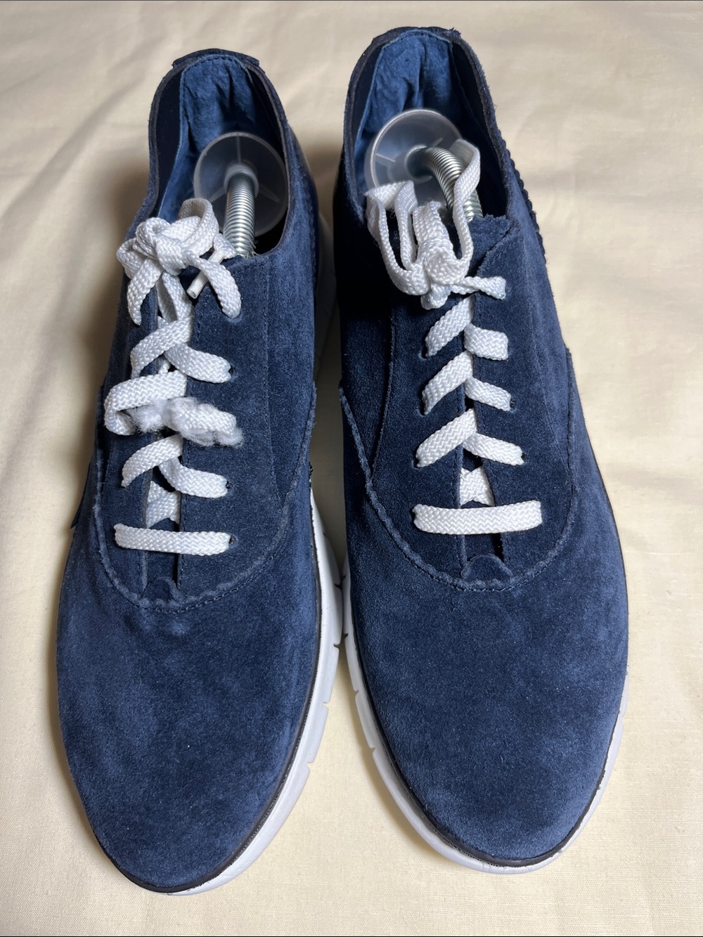 Vionic 355 Taylor Orthopedic Navy Suede Sneakers with White Laces